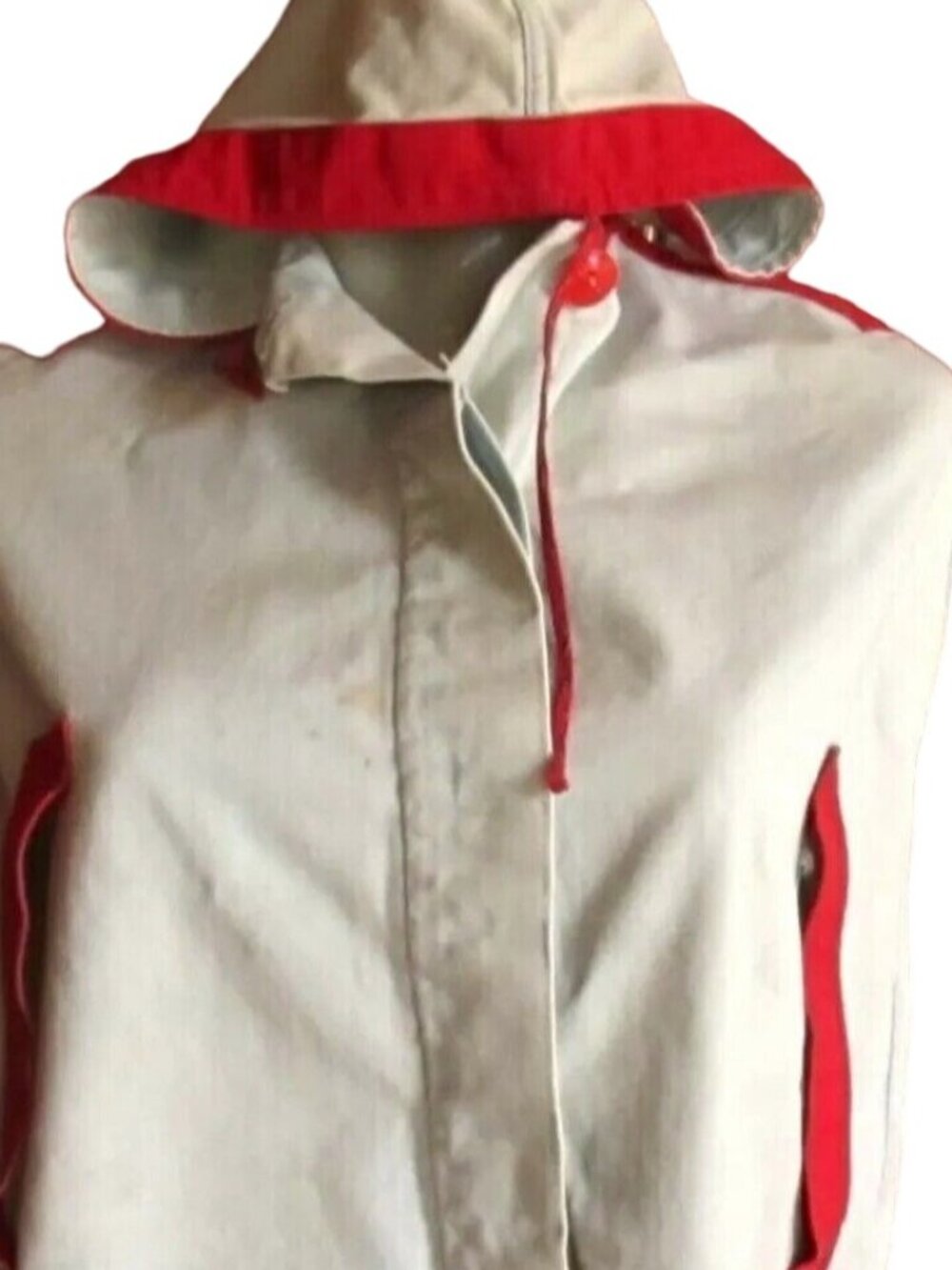 Vintage Cape Jacket Womens Medium 1960's RAW DENIM HOODED Distress Trash